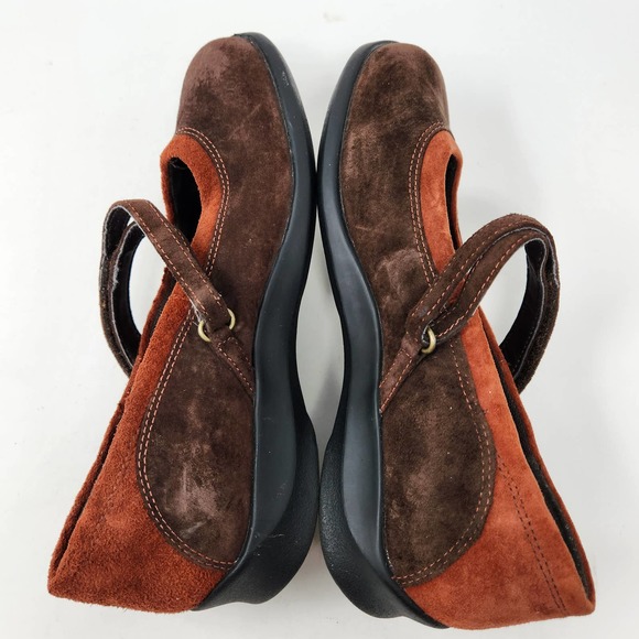 Aetrex Womens Julie Wrap Around Mary Jane Flats 8 D Comfort Shoes Brown Orange - Picture 8 of 9